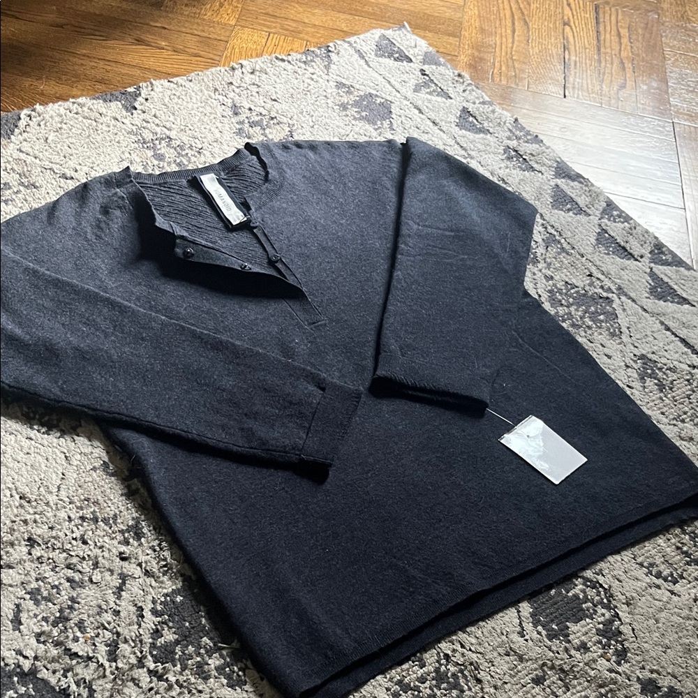 Humanoid Women's Dark Gray 3 Snap Crewneck Sweater